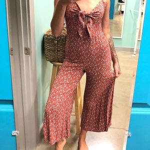 Rust tank bow front jumpsuit
